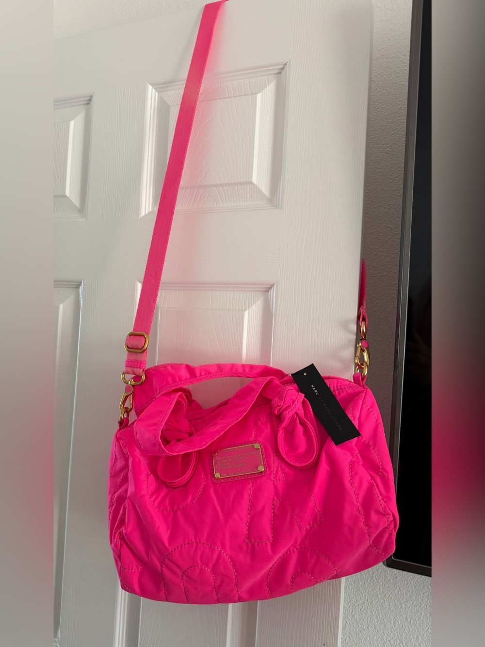 Marc by Marc Jacobs Hot Pink Quilted Crossbody with Gold Hardware